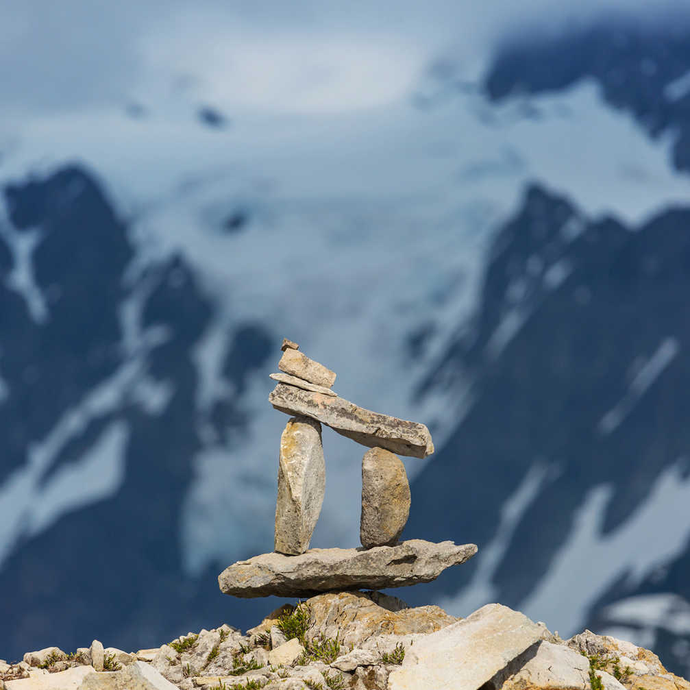 Stack Of Rocks Called A Cairn In High Mountains